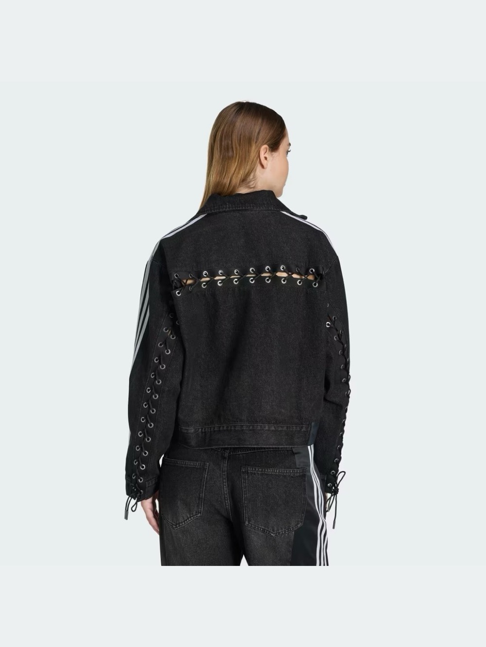 Adidas Black Lace-Up Track Jacket with Three Stripes - Picture 5 of 5